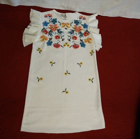 Zara white floral flare short sleeve dress size small - Picture 6 of 16
